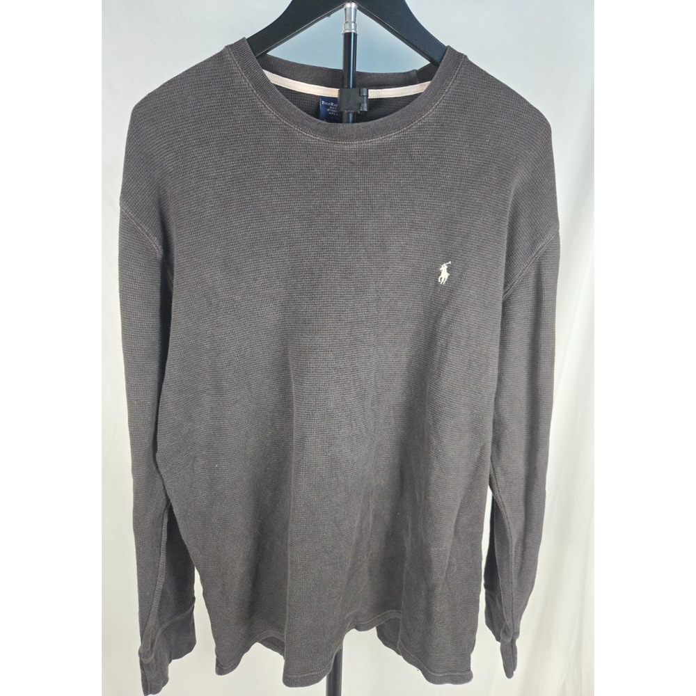 Polo Ralph Lauren Mens XL Waffle Knit Thermal Shirt Gray Long Sleeve Pony